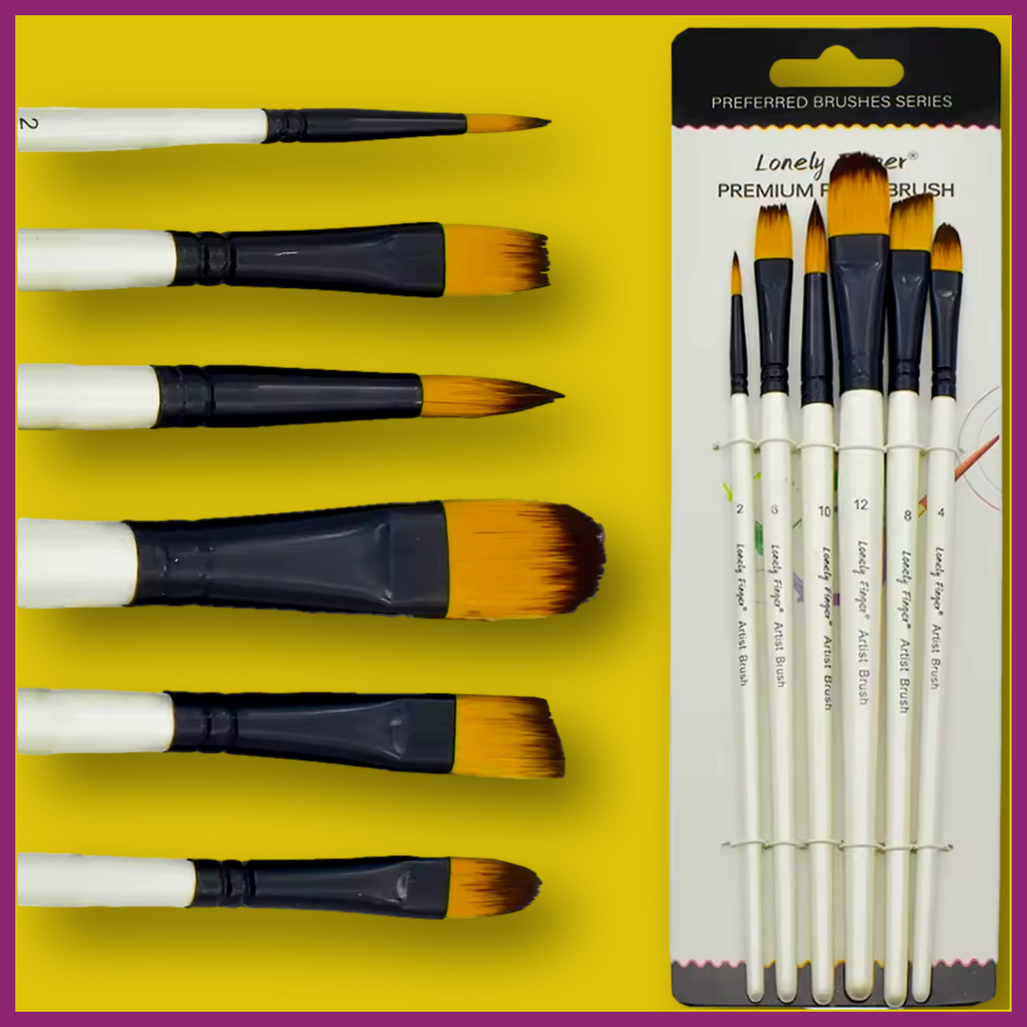 LONELY FINGER 6PC CREAM MIXED BRUSH SET - SABLE NYLON