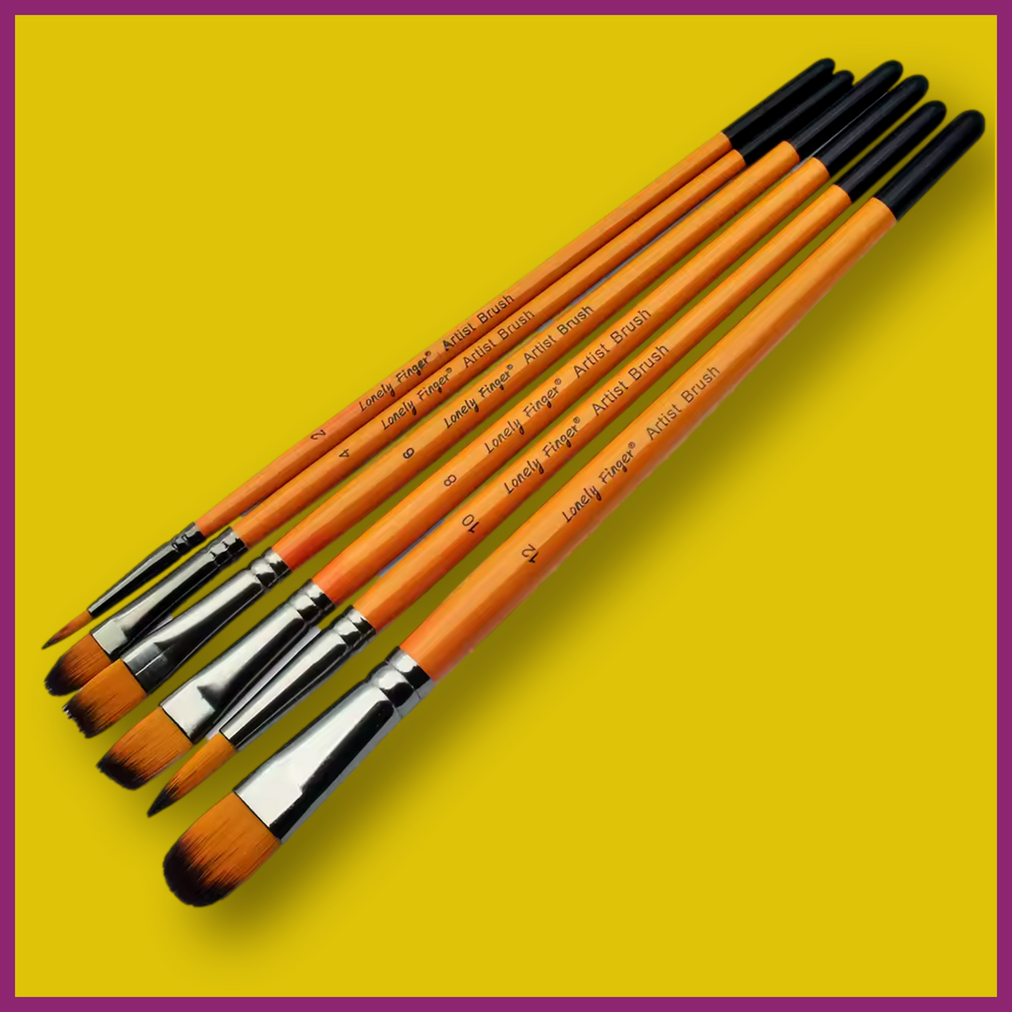 LONELY FINGER ORANGE 6PC MIXED BRUSH SET - SABLE NYLON