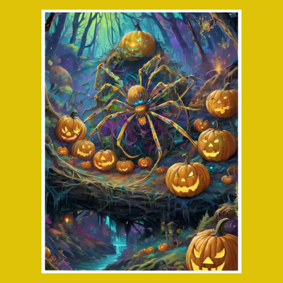 HALLOWEEN A SPIDER IN THE PATCH PAINT BY NUMBER