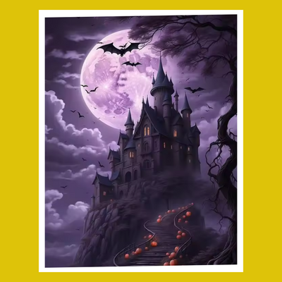 HALLOWEEN IN THE PURPLE FOG PAINT BY NUMBER