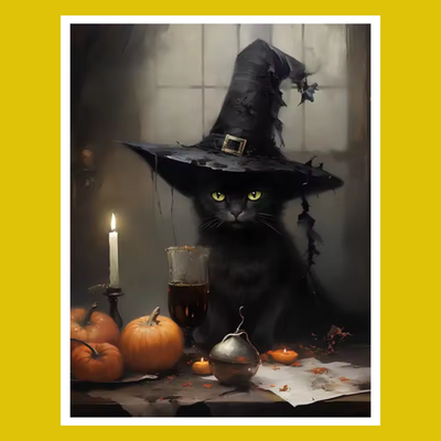 HALLOWEEN WITCH CAT POTION PAINT BY NUMBER