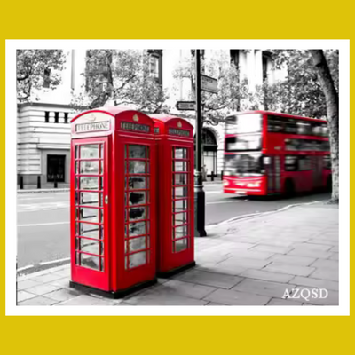 PHONE BOOTHS BLACK AND RED SERIES PAINT BY NUMBER