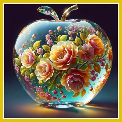 INSIDE THE GLASS APPLE PAINT BY NUMBER