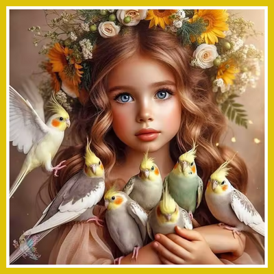 MY BEAUTIFUL BIRDS GIRL PAINT BY NUMBER