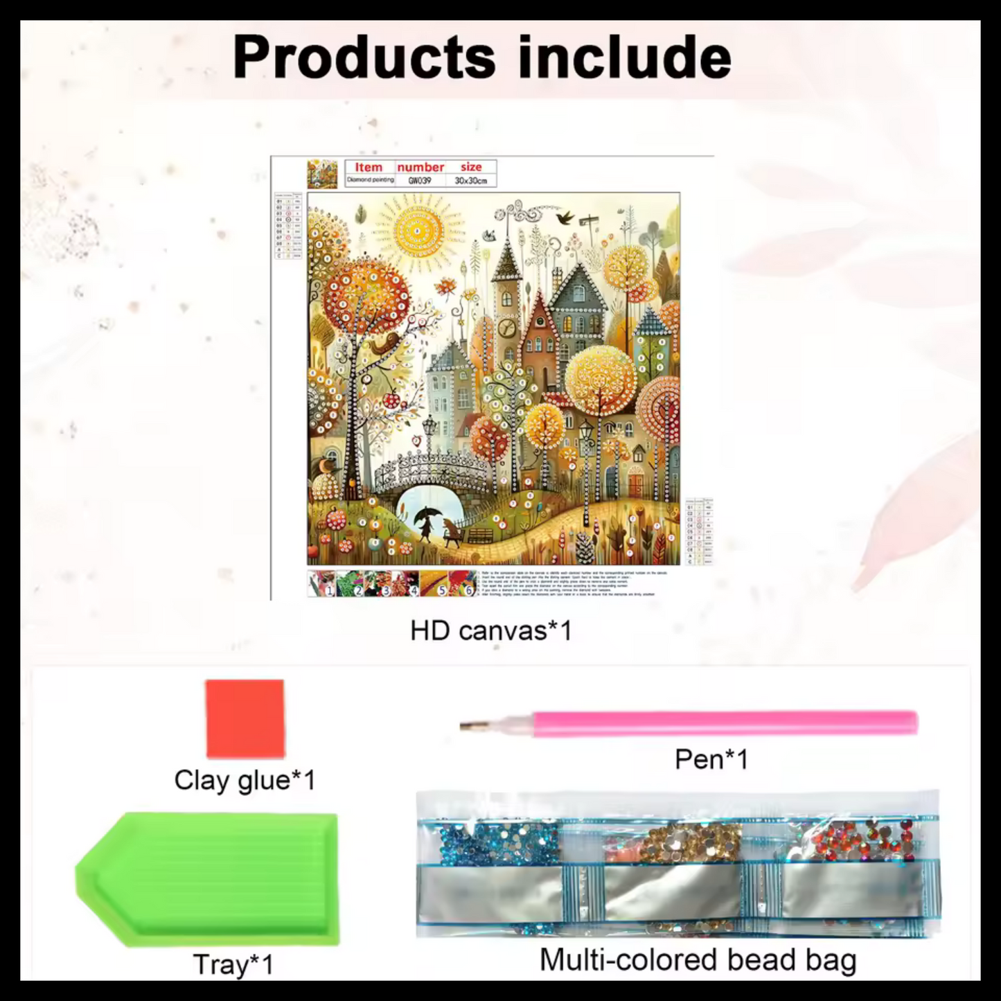 ORANGE NEIGHBORHOOD DIAMOND PAINTING KIT - PARTIAL/SPECIAL 12x12
