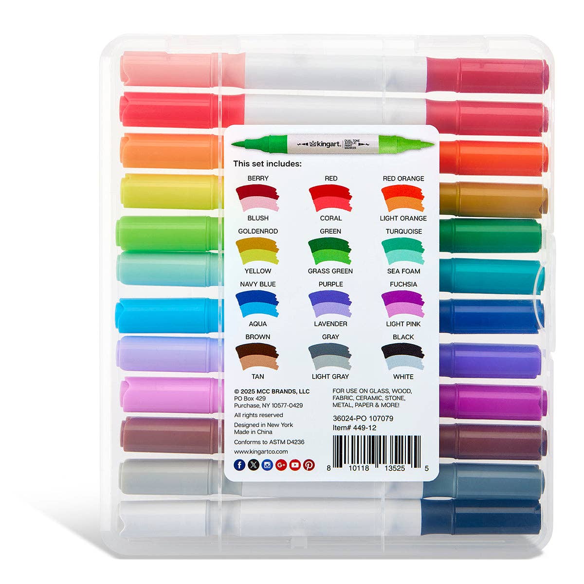 Dual Tone Acrylic Markers 12 Pens / 24 Colors