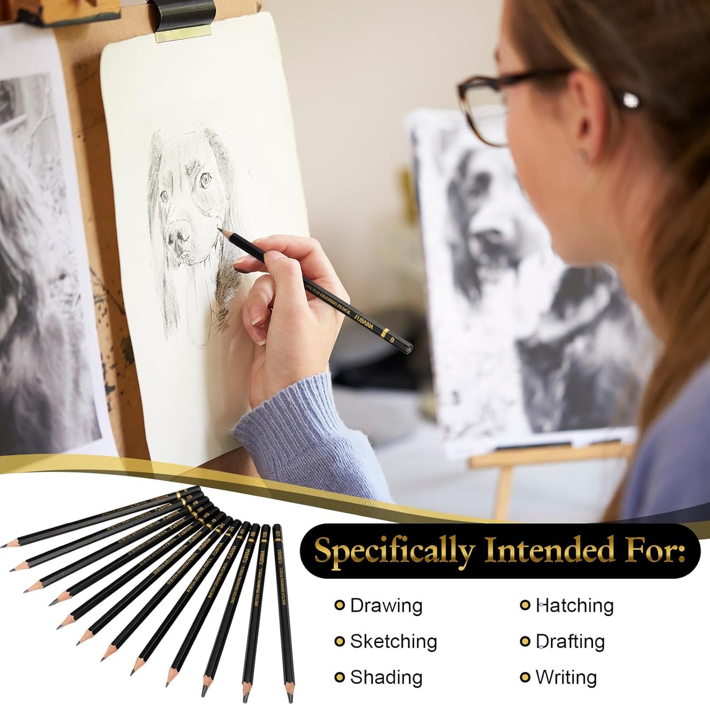 FUBAINA GRAPHITE SKETCH PENCIL SET OF 12 (12B-4H)