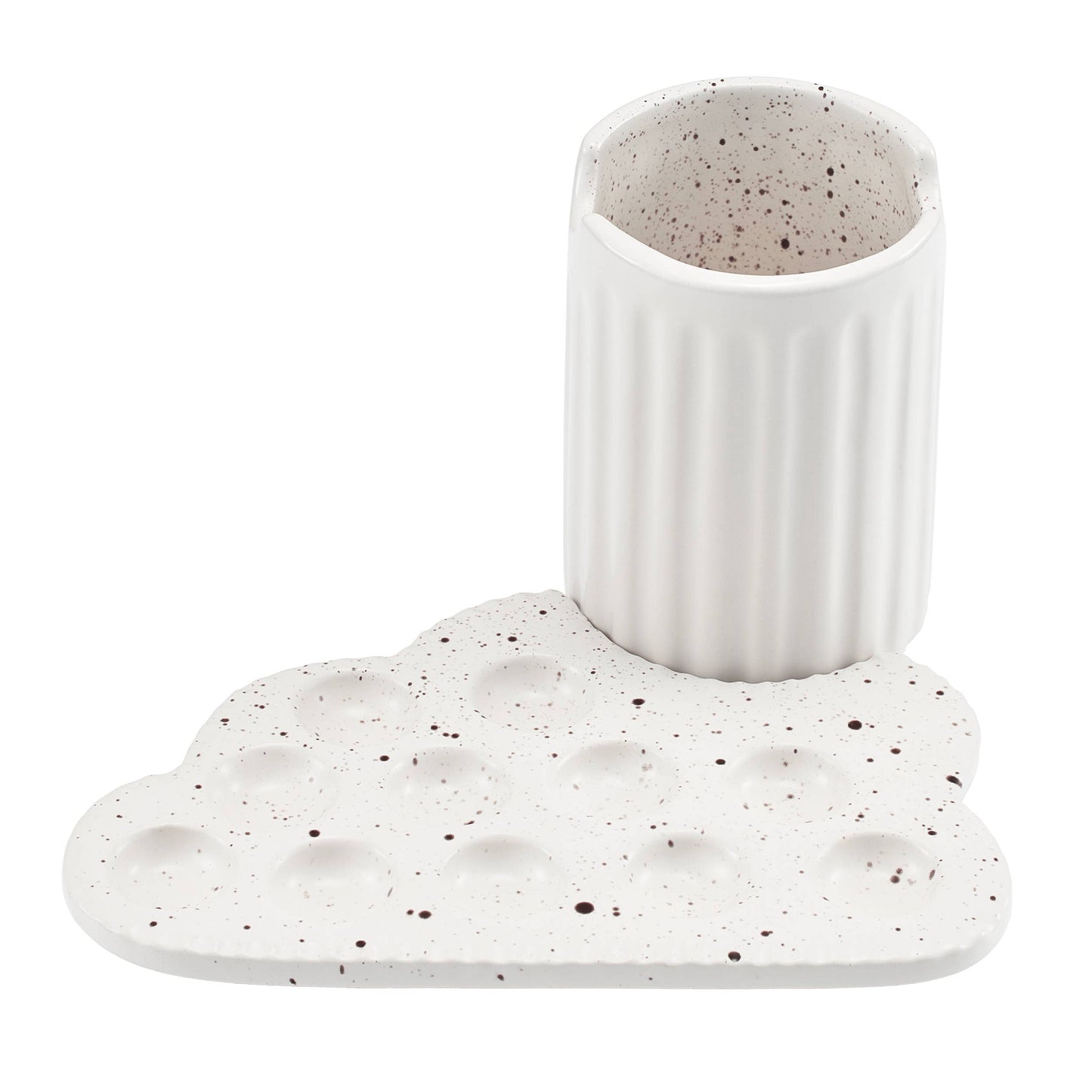 Ceramic Paint Brush Holder & Palette Set - Cloud-Shaped