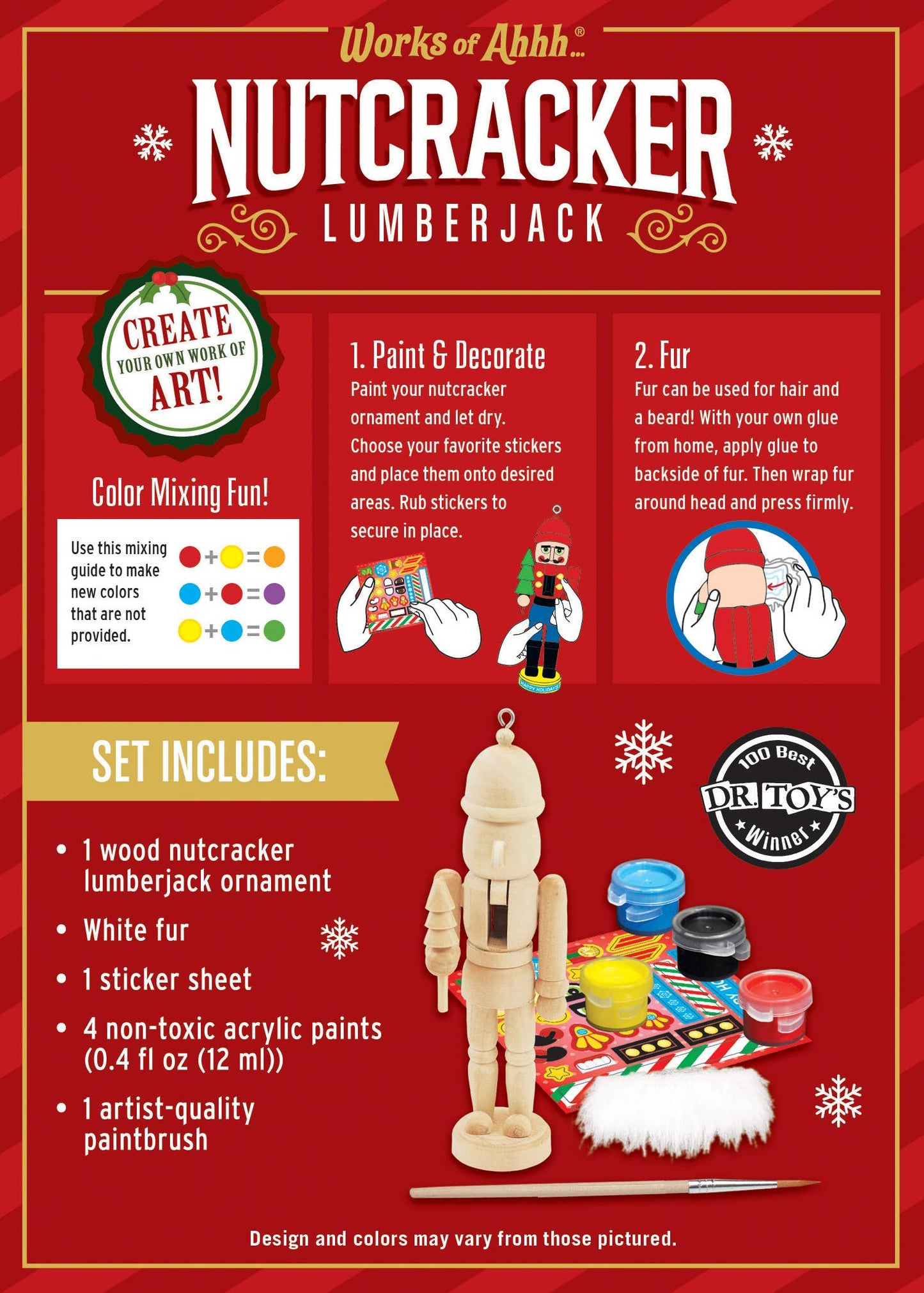 Nutcracker Lumberjack Ornament Wood Paint Kit