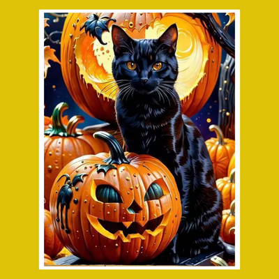 HALLOWEEN JACK-O CAT PAINT BY NUMBER