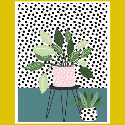 HOUSEPLANTS ON TEAL PAINT BY NUMBER KIT