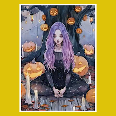 HALLOWEEN WITCH #2 PAINT BY NUMBER