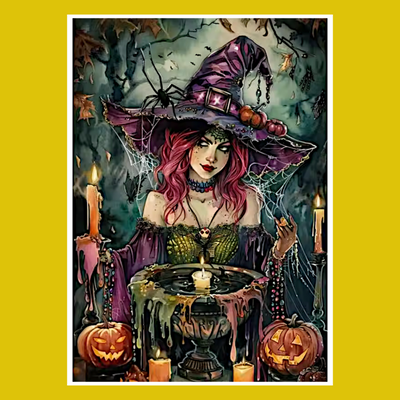 HALLOWEEN WITCH #3 PAINT BY NUMBER