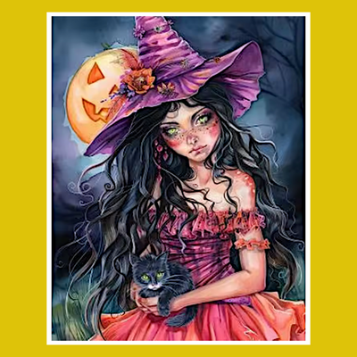 HALLOWEEN WITCH #9 PAINT BY NUMBER