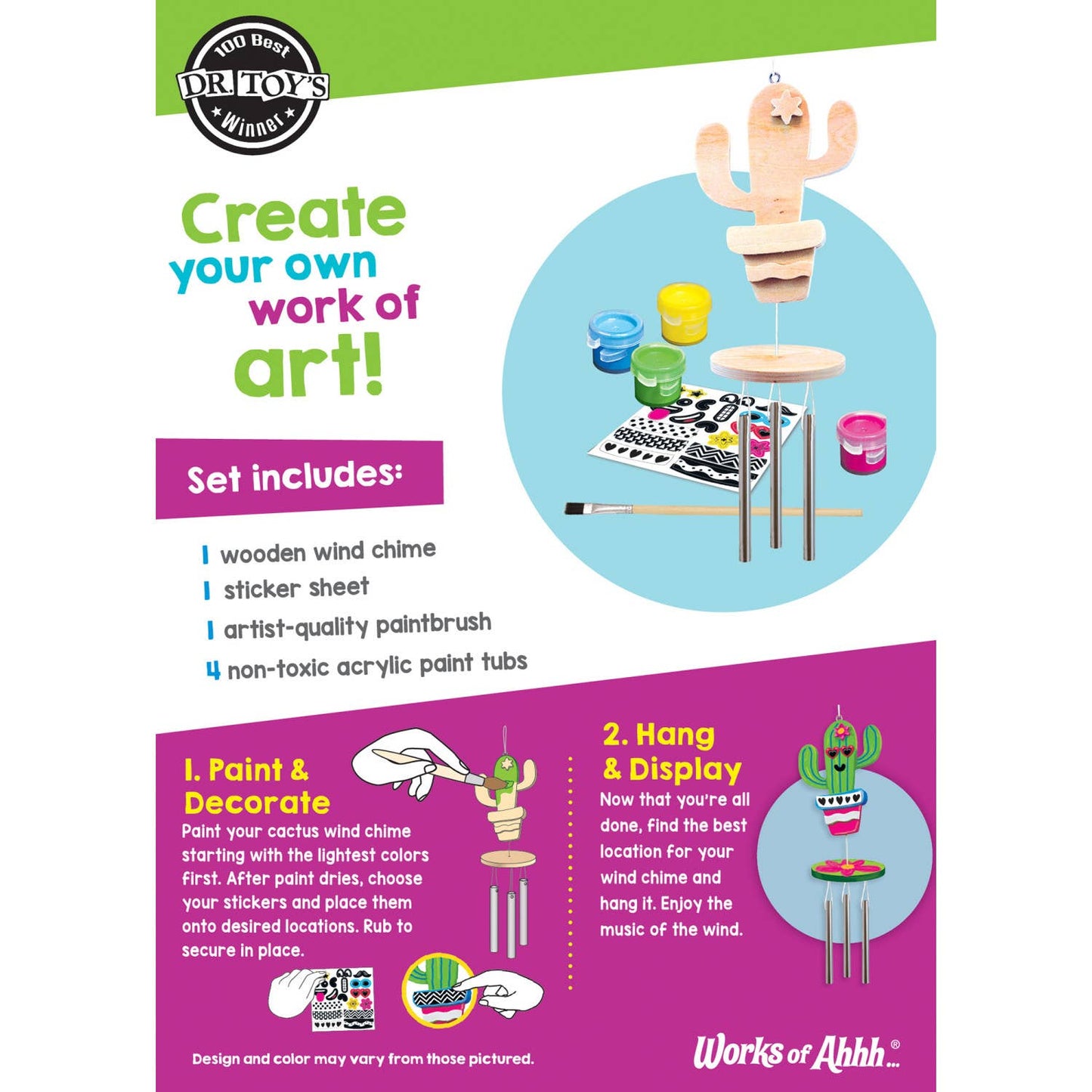 Cactus Wind Chime Wood Paint Set