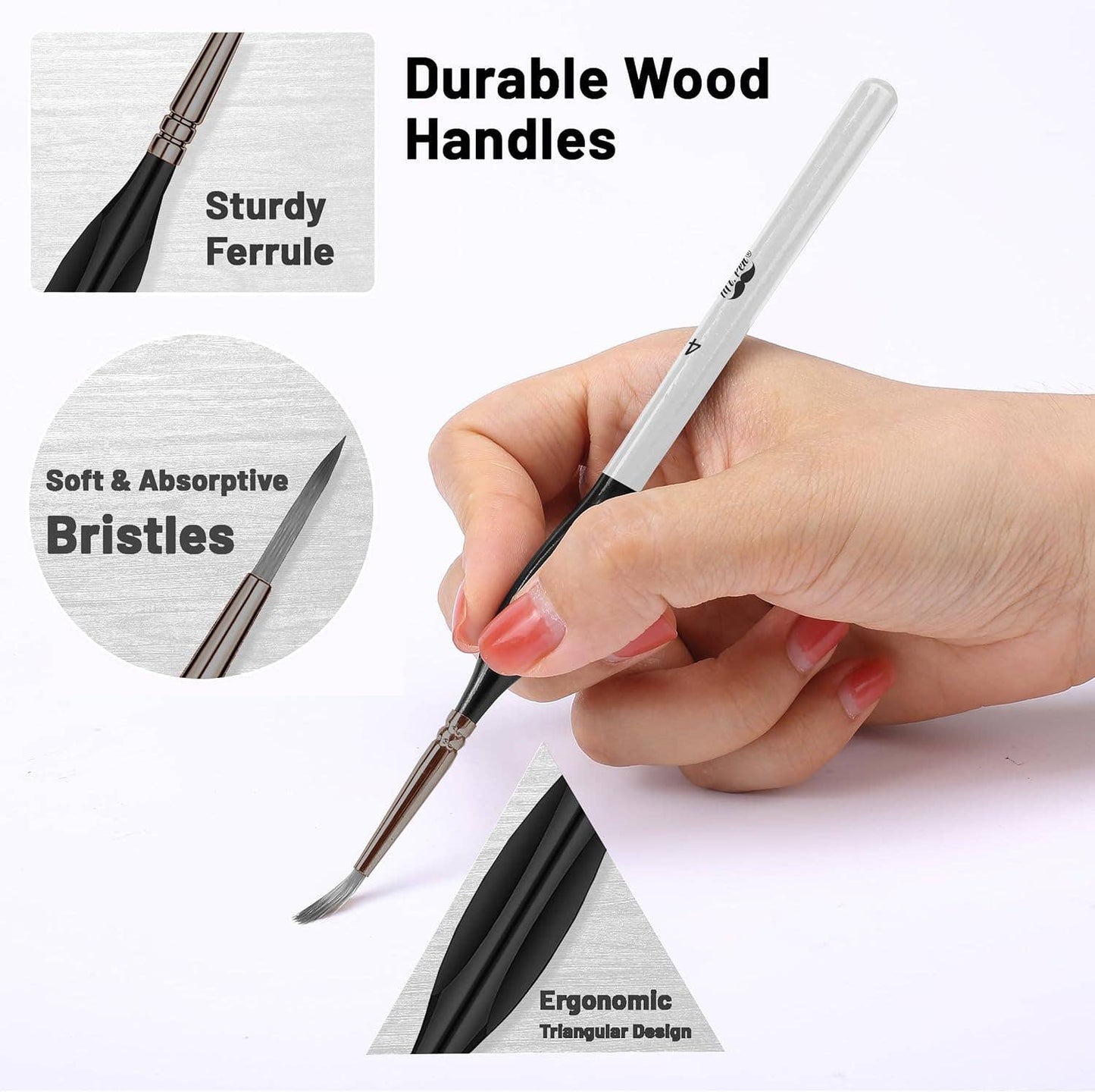 Mr. Pen 9-Piece Detail Paint Brush Set - Silver/Black