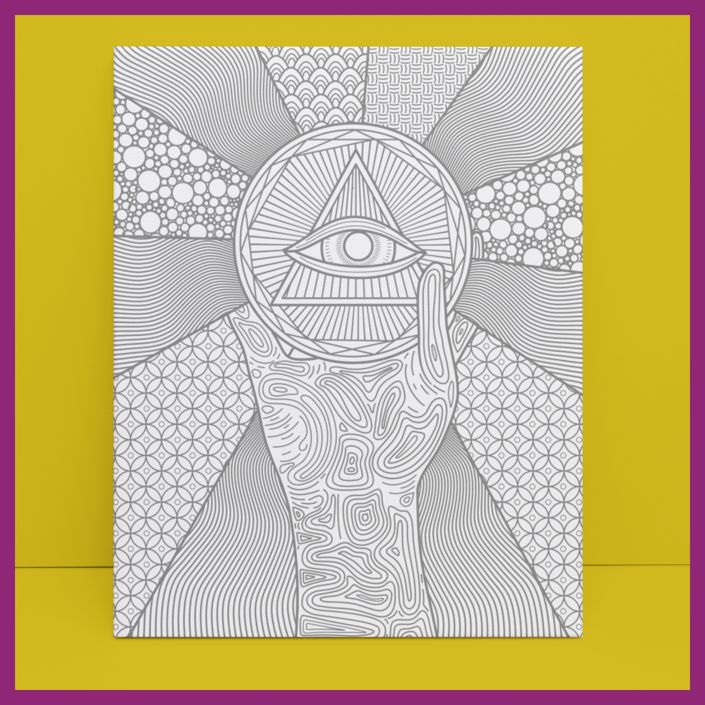 PREDRAWN CANVAS PANEL PAINT KIT ZENTANGLE 3RD EYE (DESIGN10)
