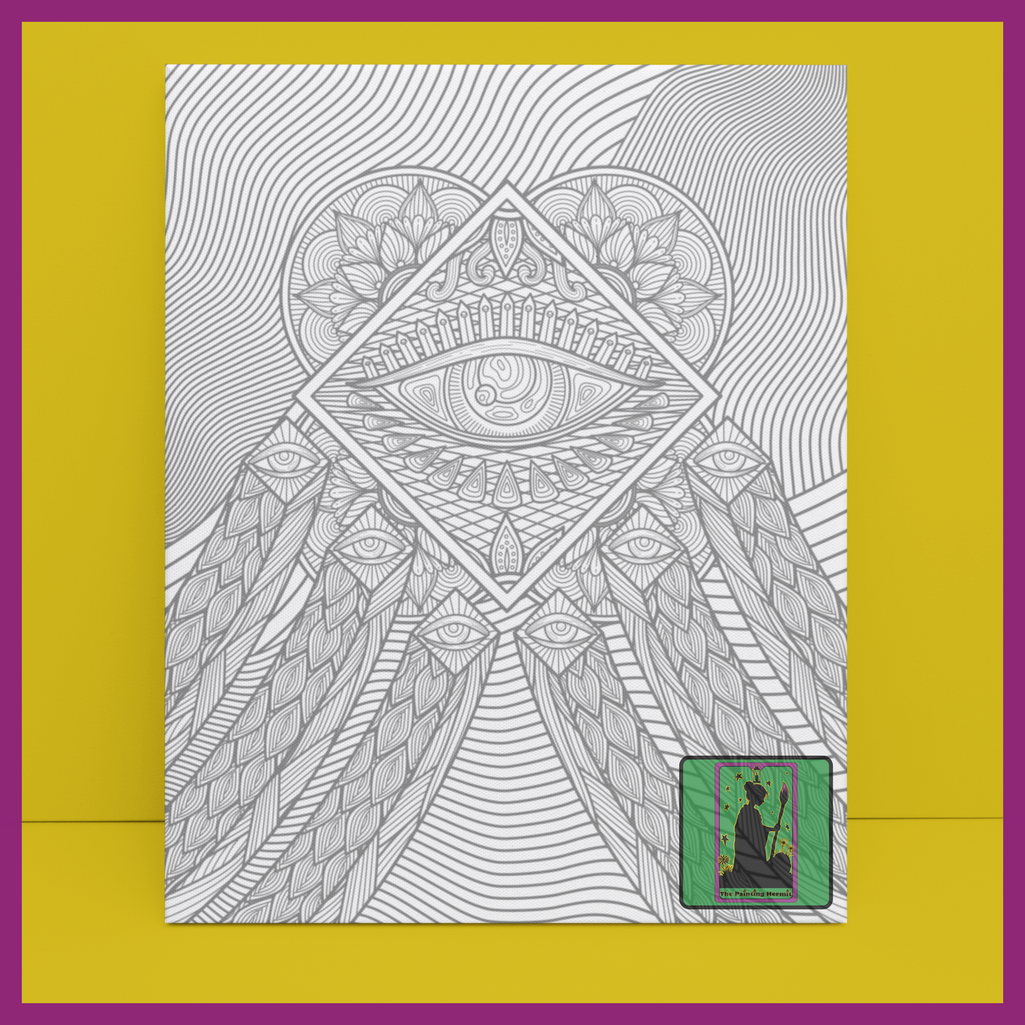 PREDRAWN CANVAS PANEL PAINT KIT ZENTANGLE PATTERN EYE DESIGN 4