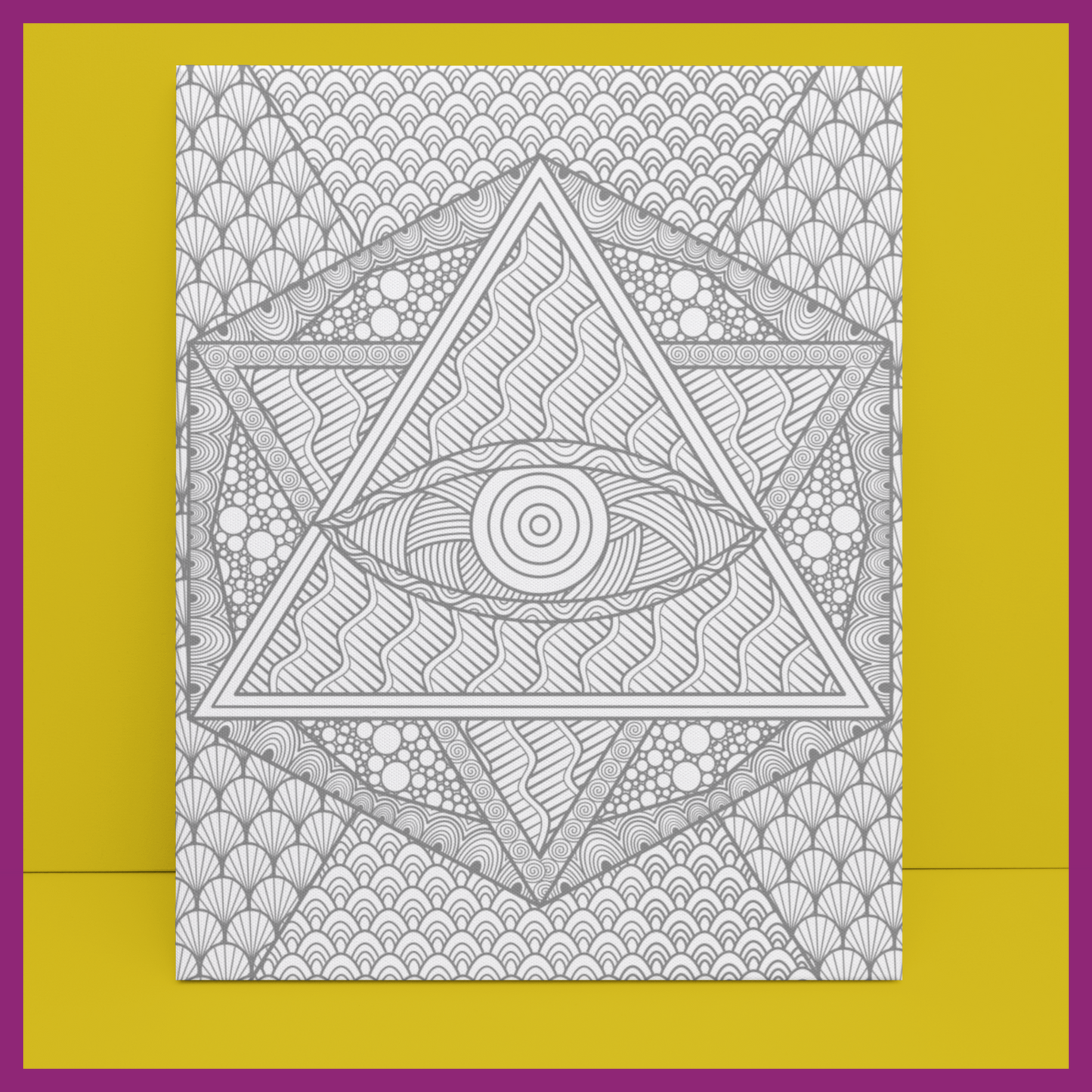 PREDRAWN CANVAS PANEL PAINT KIT PATTERN ZENTANGLE 3RD EYE (DESIGN5)