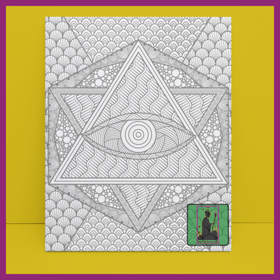 PREDRAWN CANVAS PANEL PAINT KIT PATTERN ZENTANGLE 3RD EYE (DESIGN5)