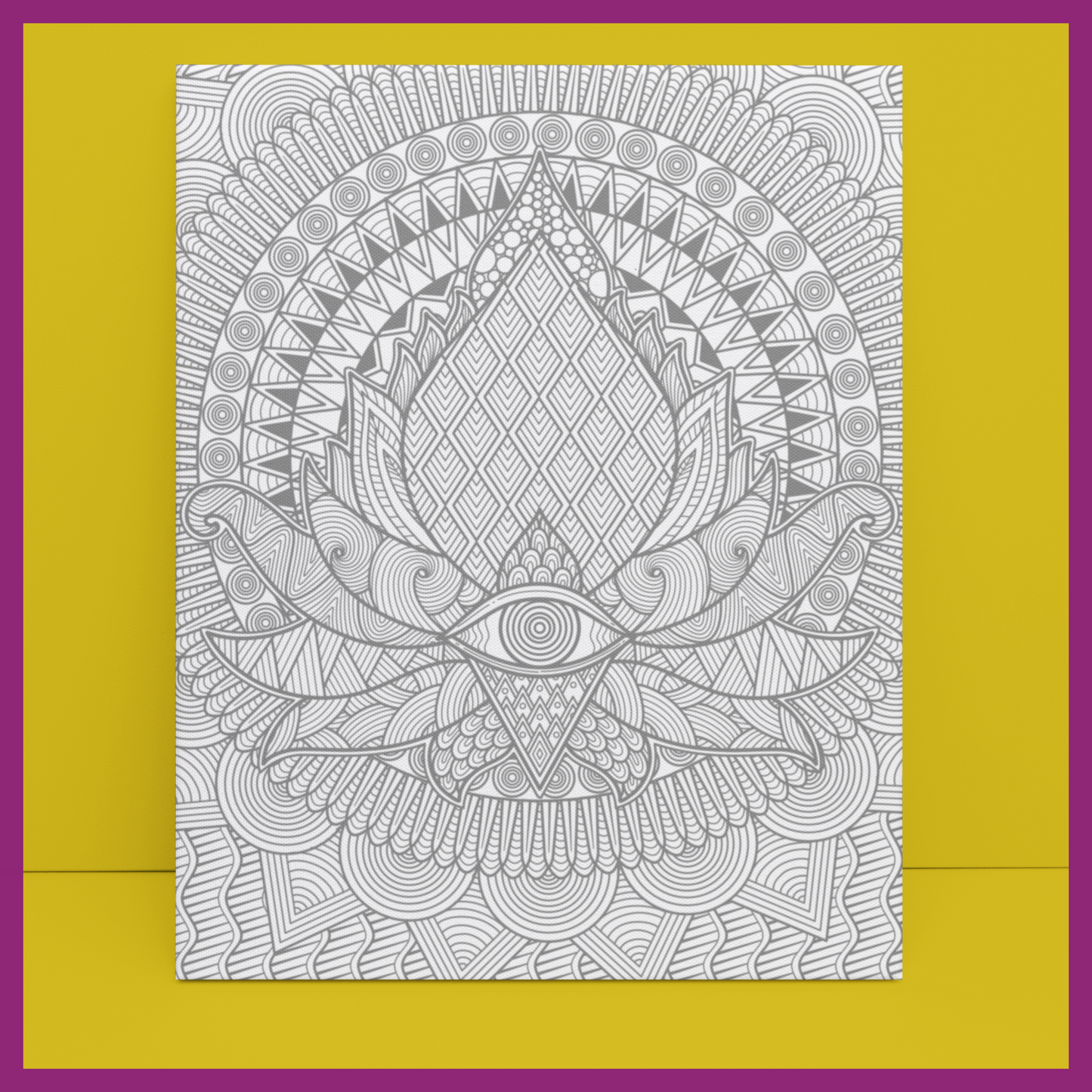 PREDRAWN CANVAS PANEL PAINT KIT ZENTANGLE PATTERN 3RD EYE (DESIGN6)