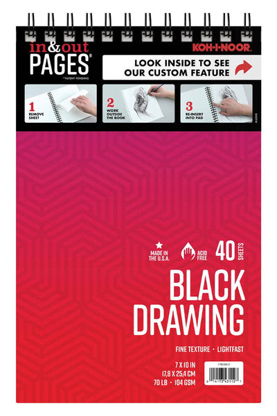 Koh-I-Noor® Black Drawing Paper In & Out Pages® Top Wire Bound Pad