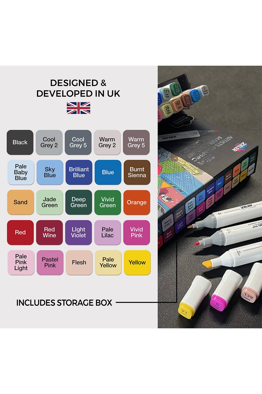 Zieler 25 Dual Tip Artists Graphic Marker Pens