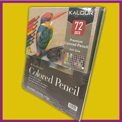 BUNDLE SET - STRATHMORE COLORED PENCIL PAD WITH KALOUR SOFT CORE COLORED PENCILS