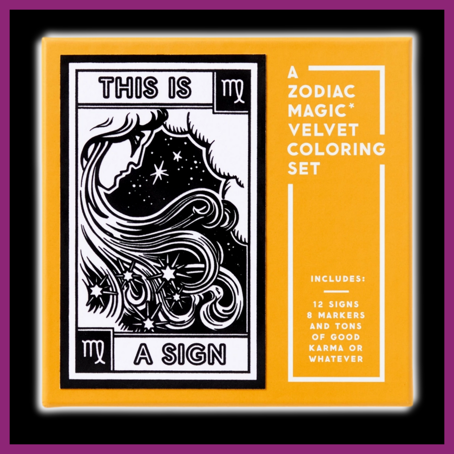 ZODIAC MAGIC VELVET COLORING SET: THIS IS A SIGN, 12 ZODIAC SIGNS AND 8 MARKERS