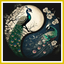 A Paint by Number kit image featuring two peacocks in a yin-yang pattern with floral elements and a moon background.
