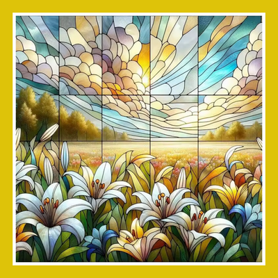 STAINED GLASS STYLE LILY PAINT BY NUMBER