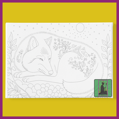 WOLF WINTER SCENE PREDRAWN CANVAS PANEL