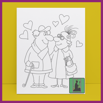 VALENTINES OLD COUPLE PREDRAWN CANVAS PANEL