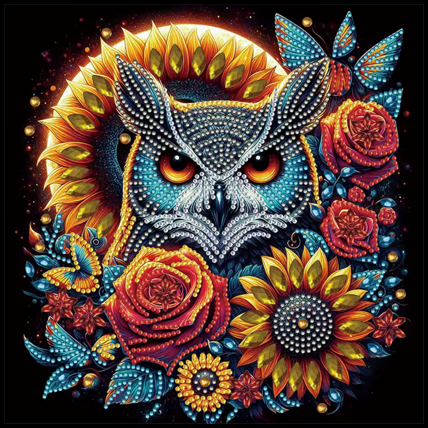 FLORAL OWL DIAMOND PAINTING KIT - PARTIAL/SPECIAL 12x12