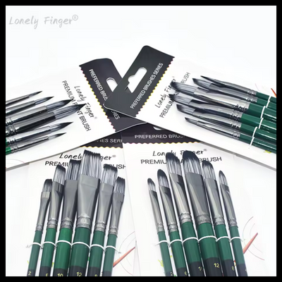 LONELY FINGER 6PC GRAY NYLON BRUSH SETS - 6 SIZES PER BRUSH TYPE