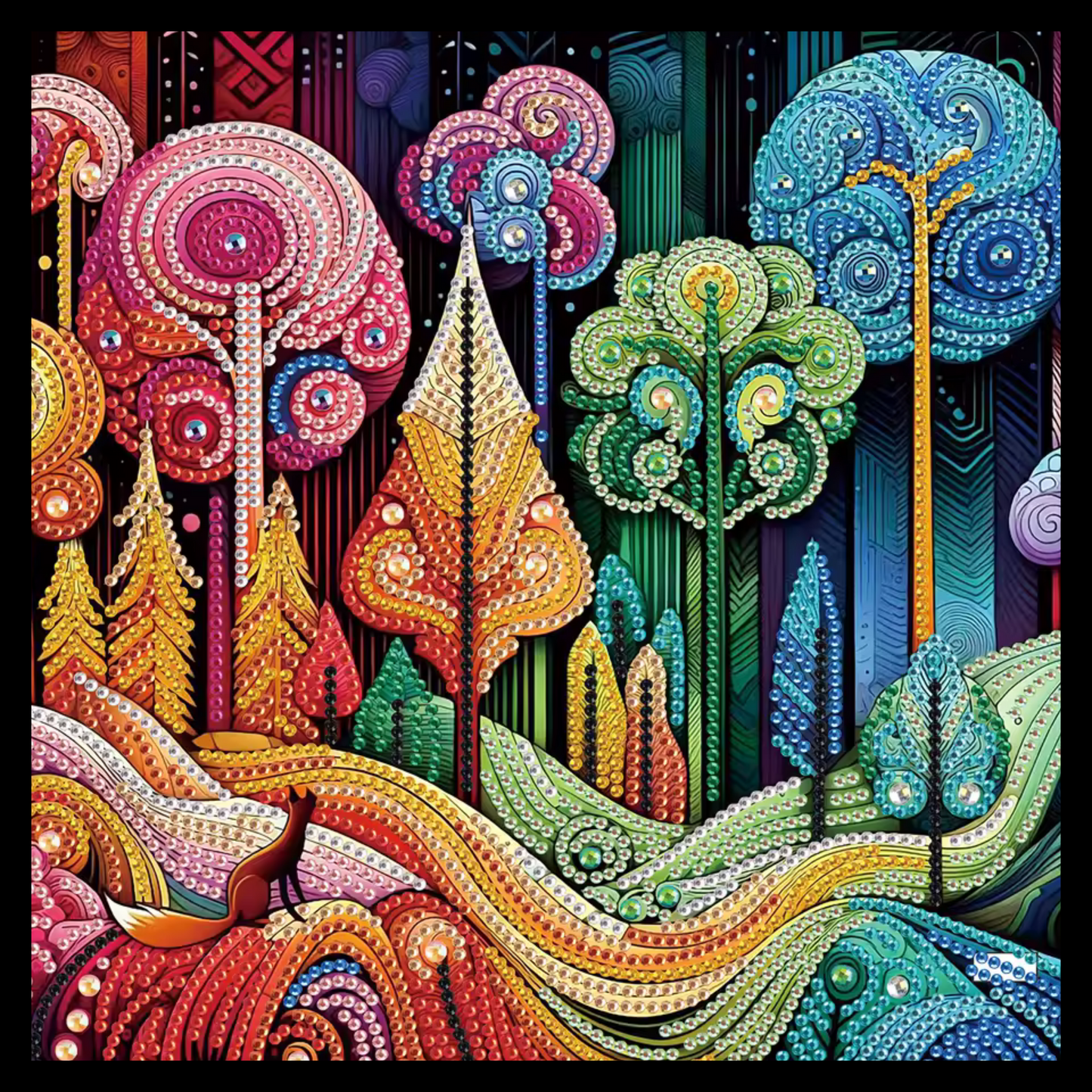 MULTI COLOR TREES FOREST DIAMOND PAINTING KIT - PARTIAL/SPECIAL 12x12