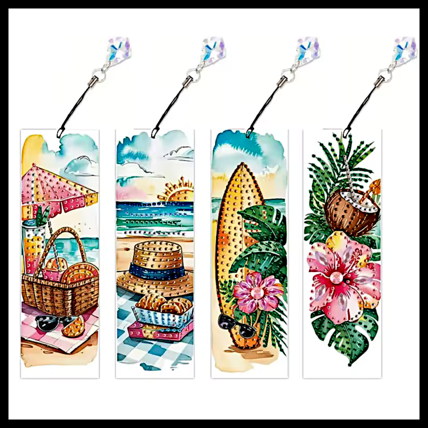 4 SET BEACH BOOKMARKS DIAMOND PAINTING KIT