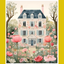 A paint by number kit image featuring a house with floral elements in the foreground.