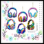 HEADPHONES RETRO KEYCHAINS DIAMOND PAINTING KIT - 6 KEYCHAINS