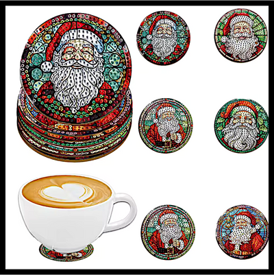 SANTA CLAUS MIX COASTER SET DIAMOND PAINTING KIT - 6 SET
