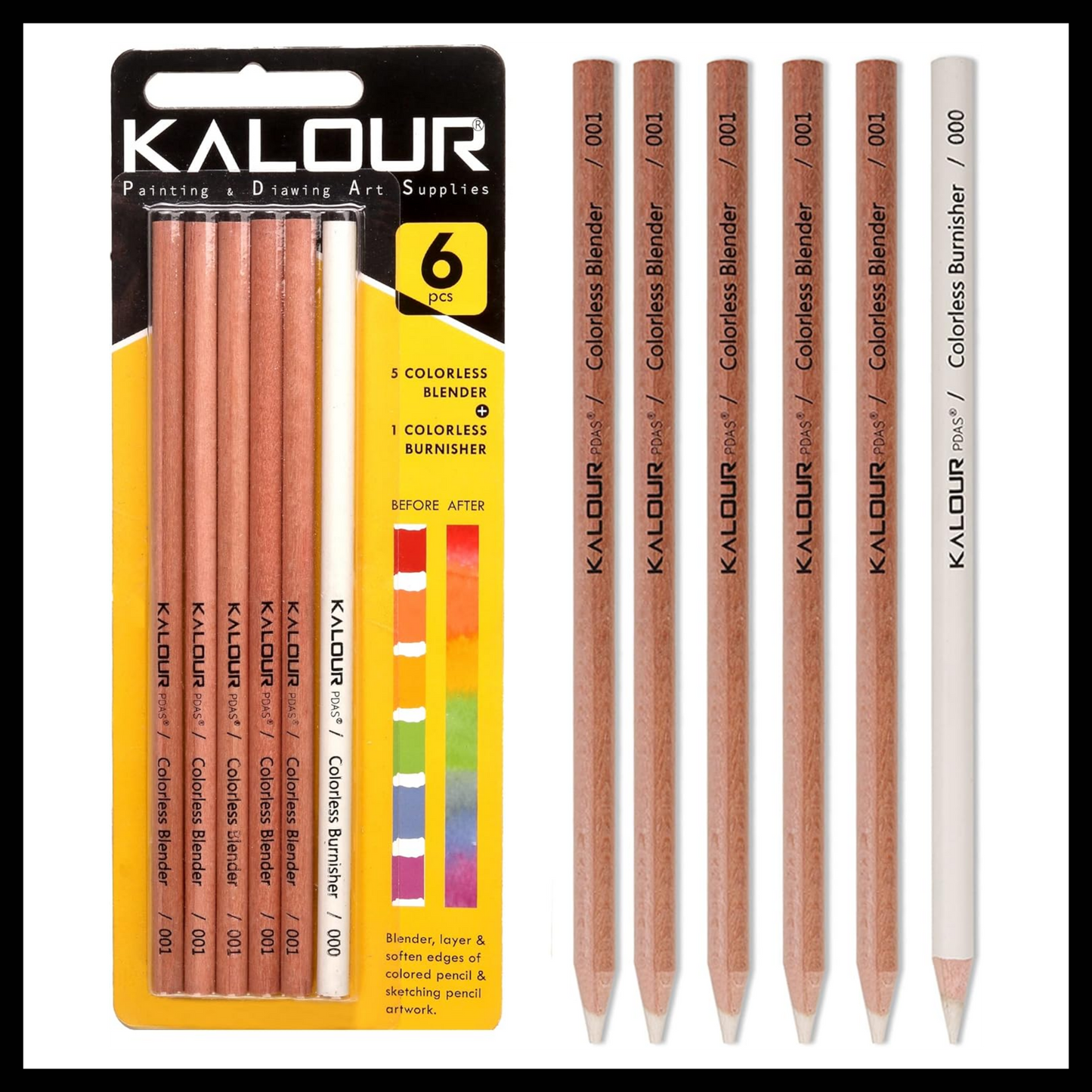 KALOUR COLORLESS BLENDER AND BURNISHER PENCILS