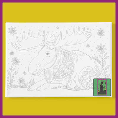 WINTER MOOSE PREDRAWN CANVAS PANEL