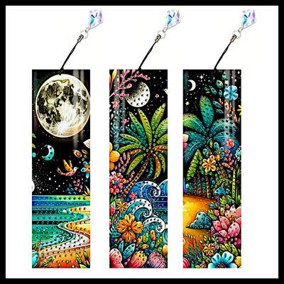 3 SET BEACH AT NIGHT  BOOKMARKS DIAMOND PAINTING KIT