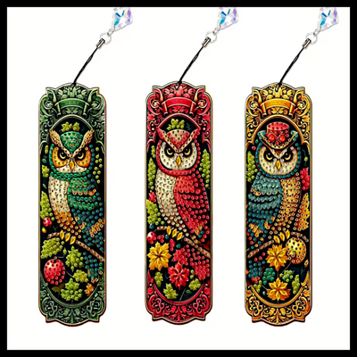 3 SET OWLS BOOKMARKS DIAMOND PAINTING KIT
