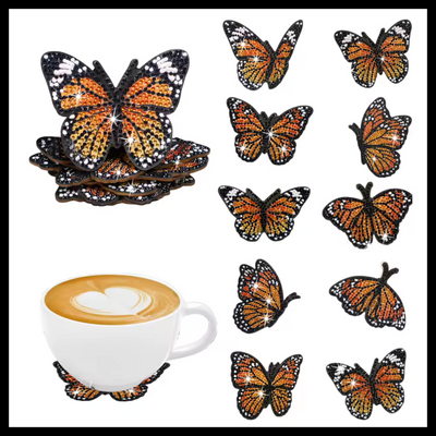 MONARCH BUTTERFLIES DIAMOND PAINTING COASTERS - SET OF 10
