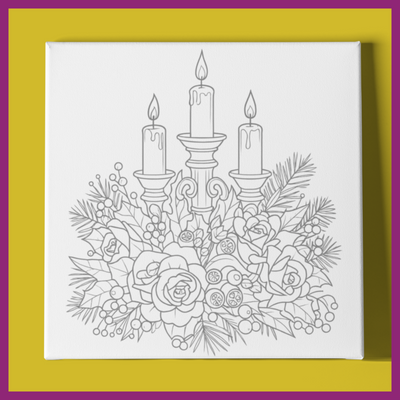 GOTHIC CHRISTMAS CANDLES PREDRAWN CANVAS PANEL