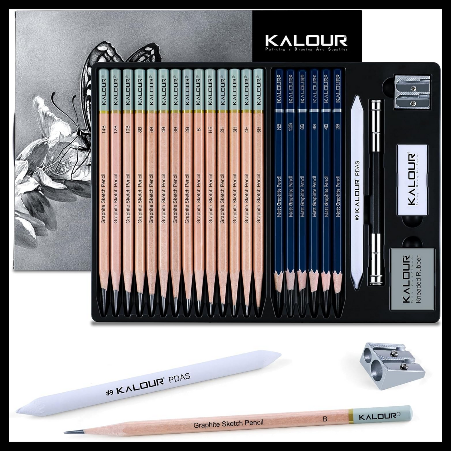 KALOUR 25 PIECE PRO SKETCH PENCIL SET