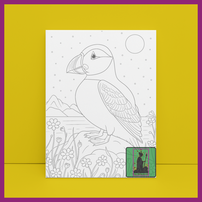 WINTER PUFFIN PREDRAWN CANVAS PANEL