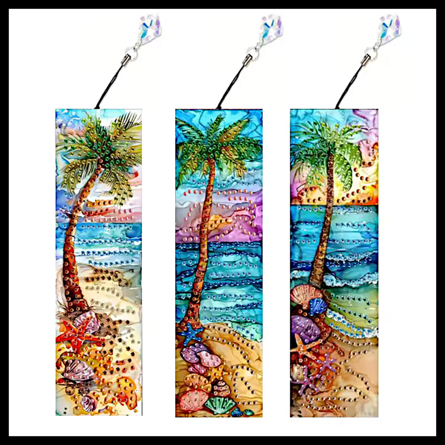3 SET PARADISE PALM TREES BOOKMARKS DIAMOND PAINTING KIT