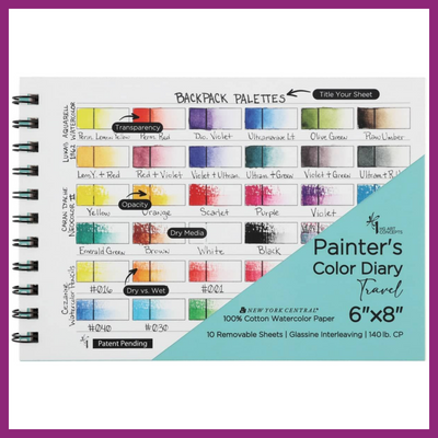 PAINTER'S TRAVEL COLOR DIARY WIRE BOUND 6"x 8" FOR WATERCOLORS